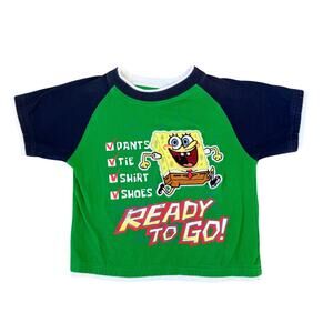 Vtg Y2K Nickelodeon Orange Tag SpongeBob SquarePants Ready to Go Tshirt